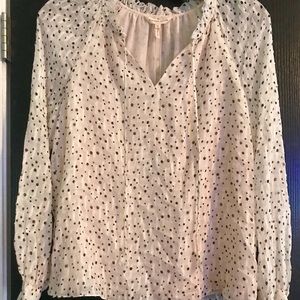 Rebecca Taylor Long Sleeve Ruffle Silk Blouse